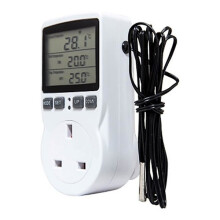 Controler digital de temperatură priză de alimentare cu ștecher UE termostat cu temporizator senzor sondă încălzire răcire [DB] Marea Britanie
