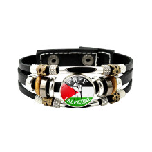 Promoção de decoração para sala de estar Kayannuo, pulseira de couro com a bandeira palestina, artesanato punk vintage com miçangas, presente de