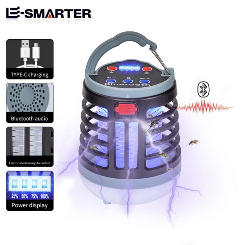 Ηλεκτρική λάμπα κουνουπιών Staron LED με ηχείο Bluetooth, φόρτιση USB, φωτισμό και παγίδα,