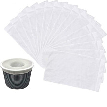 Pacote com 30 meias protetoras para skimmer de piscina, perfeitas para proteger filtros, cestos e skimmers de piscinas e spas (cesto não incluído).