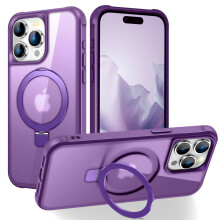 Plastic Compatible with Magsafe Phone Case for compatible with iPhone 16 2024, Wireless Charging Magnetic Ring Holder Stand, Shockproof Matte Shell
