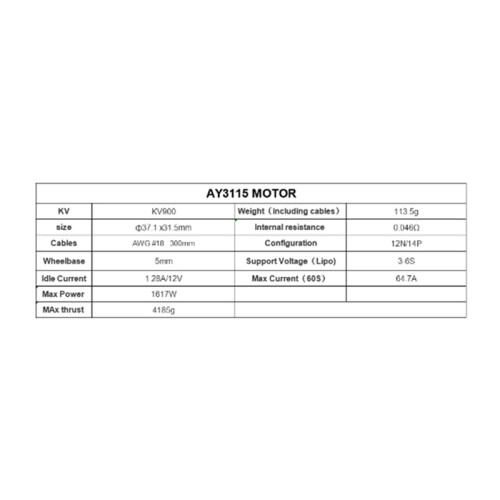 Motor Brushless AY3115 para Drone FPV de 9/10 polegadas / Cinematográfico / Longo Alcance / Carga Útil 2