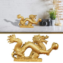 Donemore2024 Chinese draak nieuwjaarsbeeld, gouden Feng Shui draak mascotte voor huis- en kantoordecoratie, trekt rijkdom en geluk aan