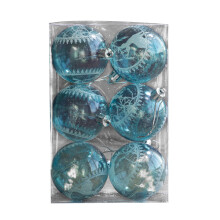 6 Pack Blue Transparent Acrylic Christmas Ball Ornaments, 6cm Diameter, Pendant Decoration for Tree