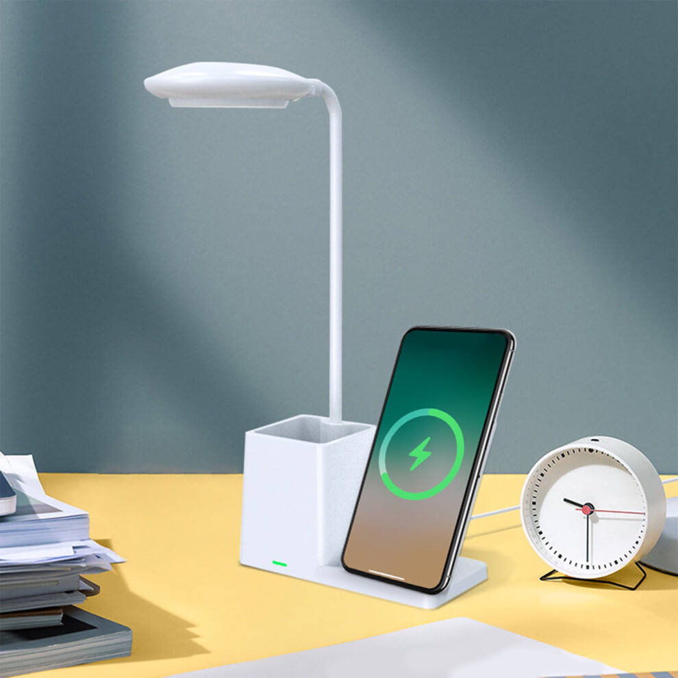 Stylish Wireless Charging Desk Lamp With 15W Fast Charger, Pen Holder & Eye-Friendly Compatible With Iphone Light 9395123761572
