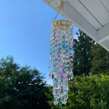 Carillon à vent en cristal coloré Stuffygreenus - Un ajout parfait à votre jardin, terrasse ou pelouse - Cadeau idéal pour la famille et les amis