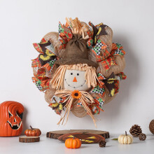 Couronne d'automne YiFudd pour Thanksgiving, épouvantail, décoration à suspendre pour porte d'entrée ou patio, pour fête d'Halloween