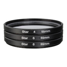 3-delige cameralensfilterset met tasje (4, 6, 8 punten, 55 mm)