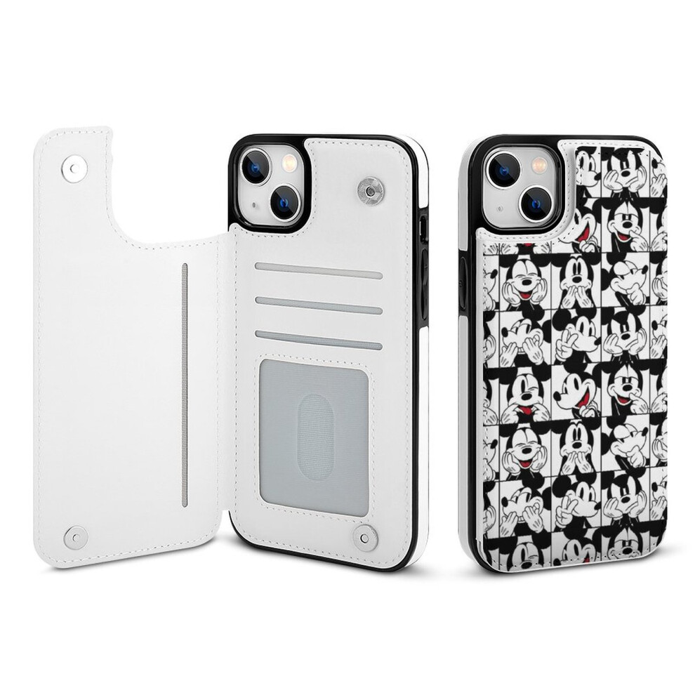 Mickey Mouse Wallet Case Compatible With Iphone 14 Plus, Flip Folio Pu Leather Case With Card Holder, Kickstand, Double Magnetic Clasp 9395123764016