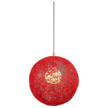 Lustre boule en bambou rouge, rotin et chanvre, abat-jour sphérique en rotin en forme de nid, créativité individuelle