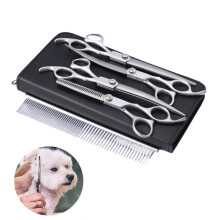 Professional Stainless Steel Dog Grooming Scissors Cat Dog Hair Cutting Tool Pet Grooming Scissors Kit,Silver