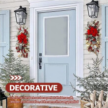 Guirlande lumineuse sans fil de 50 cm pour escalier, couronne de Noël artificielle en forme de larme, décoration artisanale en bois de baies et