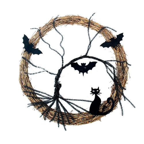 Στεφάνι νυχτερίδας για το Halloween για την μπροστινή πόρτα, στεφάνι εξωτερικού χώρου 1