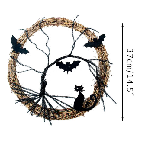 Στεφάνι νυχτερίδας για το Halloween για την μπροστινή πόρτα, στεφάνι εξωτερικού χώρου 2