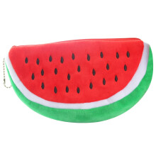 Yakbaofuo schattige pluche pennenetui in de vorm van een watermeloen, damestas, make-uptas, studentencadeau, kleurpotlood oprolbare leren tas