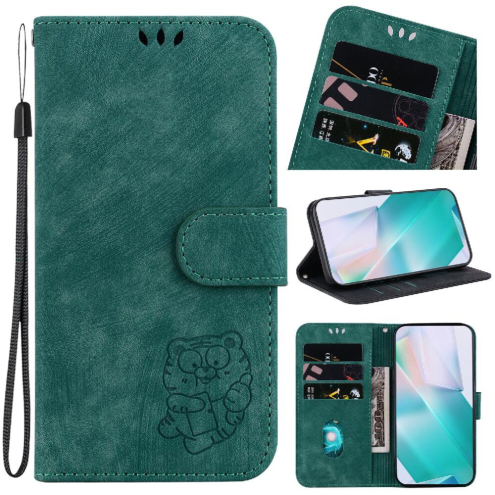 Case For Google Pixel 7 Pro Flip Folio Card Pocket Wallet Case Embossed Cute Tiger Holder Cover 9425574809575