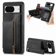 Fodral till Google Pixel8a Stativfunktion Vintage Dragkedja Plånbok Vikbart Bakstycke