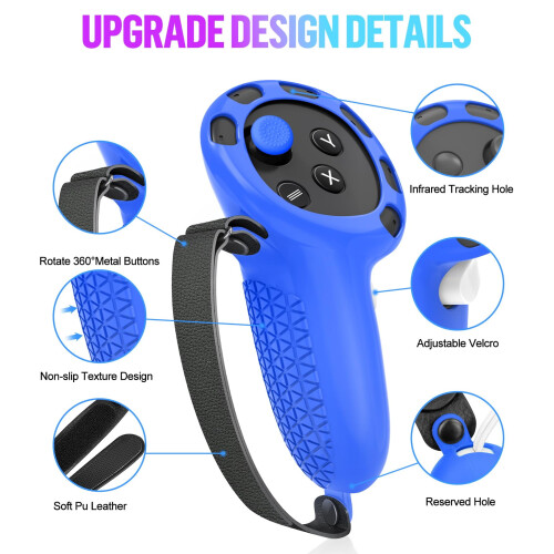 Σετ καλυμμάτων σιλικόνης QHUDLV συμβατό με Oculus/Meta Quest3, περιλαμβάνει λαβές 2
