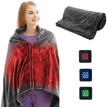 Couverture chauffante LHNFT à piles, châle chauffant USB sans fil, jeté électrique portable avec 3 niveaux de chaleur, compatible avec une