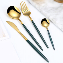 Stainless Steel Tableware Western Fork And Spoon 4 Piece Set European Steak And Fork Gold Tableware Set