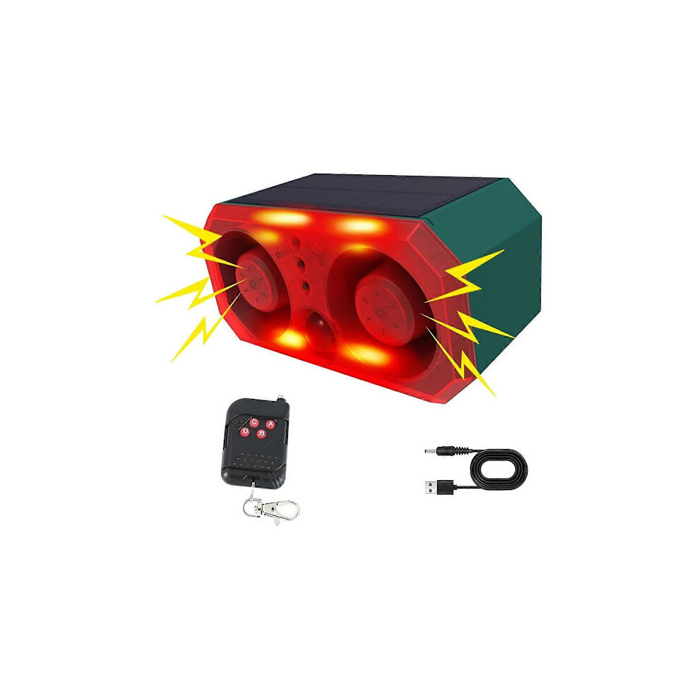 Solar Outdoor Motion Sensor Alarm With 13 Sounds, 130Db Dual Speakers 9083649990841