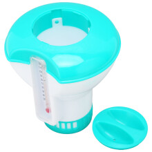 Amonsee Floating Chlorine Dispenser, Large Capacity Pool Chemical Dispenser with Thermometer, Reusable Lake Blue Tablet Floater