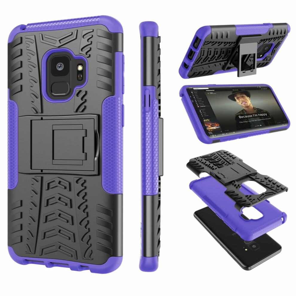 Case Kickstand Compatible With Samsung Galaxy S10 Plus / S10e / S10 / S9 / S9 Plus / S10+ / S9+, Shock Absorbing Full Body Armor Protective Cover 9083649992968