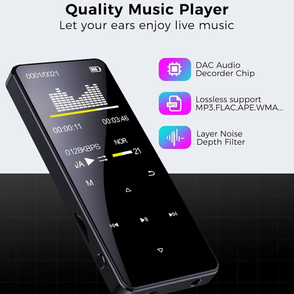128Gb Mp3 Player With Bluetooth 5.0 - Portable Digital Lossless Music Mp3 Mp4 Player With Fm Radio Hd Speaker 9389440849549