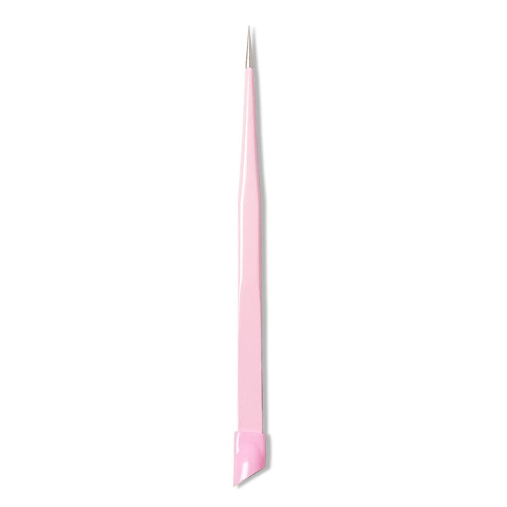 Pink Eyelash Extension Tweezers With Silicone Tip Precision Grip For Nail Art Rhinestones