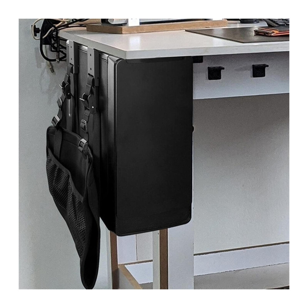 Adjustable Under Desk Cpu Holder With Straps, Spacesaving Pc Tower Mount Stand, Black 9164114652829