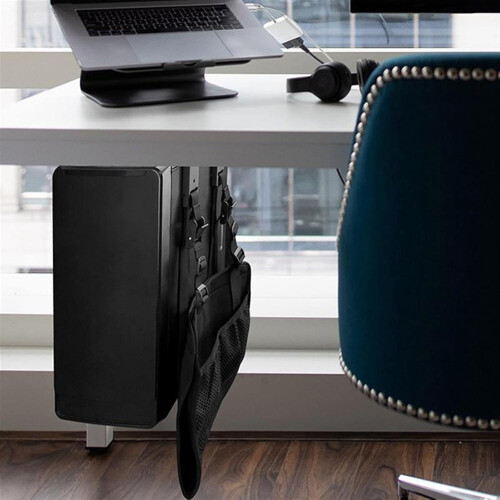 Adjustable Under Desk CPU Holder with Straps, SpaceSaving PC Tower Mount Stand, Black 2