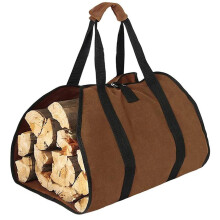 Firewood Carrier Bag Waxed Canvas Log Tote Heavy Duty Wood Transport for Fireplace and Stove