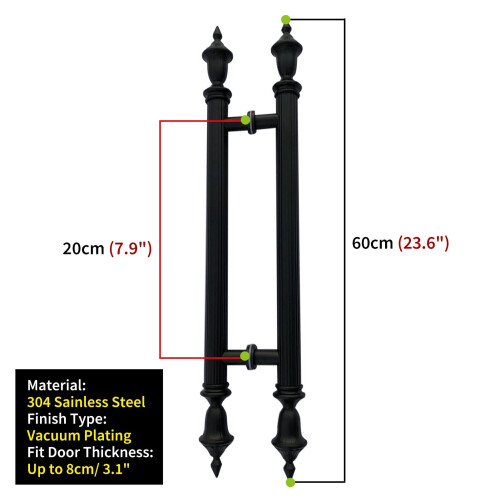 Barn Door Handle Matte Black Double Sided Pull for Wood Glass Metal Doors, 60cm Rust 2
