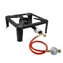 Eccomum gasfornuis, 8 kW, draagbaar kampeerfornuis met één brander en hoekijzeren frame, geschikt voor buiten koken en kamperen.