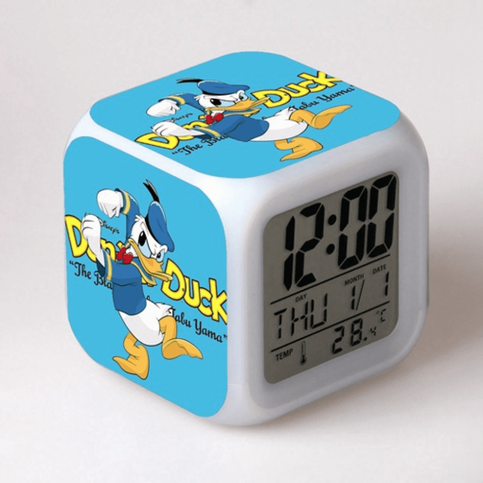 LED Alarm Clock with Mickey_Mouse Pattern, Glowing Digital Desk Clock, Compatible with HTNL#508, Colorful Gift for Kids & Adults