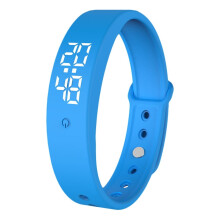 Slimme polsband, zwart, automatische lichaamstemperatuurmeter, trilalarm, LED-fitnessarmband, blauw