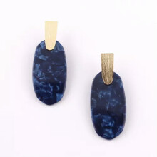 RSAMD New Arrival Gold Big Oval Statement Aragon Drop Earrings Women Boutique Jewelry -Gold Navy Blue