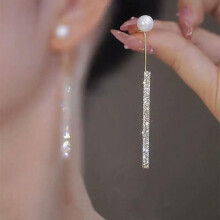 RSAMD 1Pair Sparkling Tassel Drop Earrings For Women Exquisite Full Rhinestone Earrijo