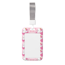Estuche para credenciales con cordón de Hello Kitty (vertical) Ecológico, resistente y ligero Portatarjetas de identificación de 6,35 x 10,16 cm