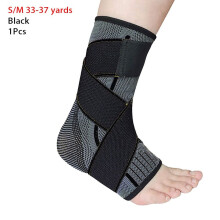1 stuk 3D geweven elastische enkelbandage voor fitness, hardlopen, gym en outdoor - compressie- en ondersteuningsmouw ZWART S/M