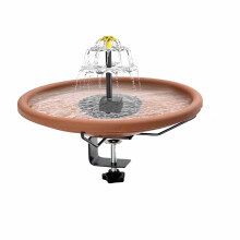 Decking Mounted Glass Bird Bath Bowl with Adjustable Steel Clamp & Solar Fountain Pump for Garden, Patio, Yard - Compatible with Railing Decor