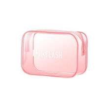 1 stuk/set transparante roze cosmetische tas met ritssluiting, grote capaciteit, verdikt, waterdicht en duurzaam.