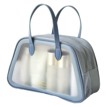 Waterdichte make-uptas met ritssluiting, grote capaciteit, aparte vakken voor droge en natte make-up, transparante toilettas, reisaccessoire.