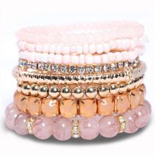 Conjunto Cterwk1 de Pulseiras Boêmias Empilháveis com Contas Multicoloridas, Elásticas e Ajustáveis para Mulheres