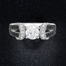 18 karat hvidguld sort og hvid mikrobelagt ring størrelser 6 7 8 9AAA CZ