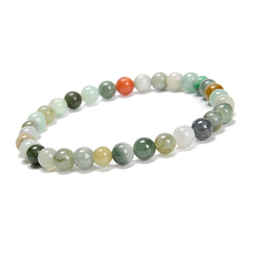 Pulseira de jade natural multicolorida com contas redondas lisas de 6 mm e 7,5 polegadas de comprimento (3 peças/conjunto). 2