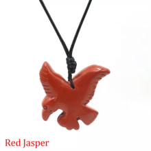 Colar RSAMD com Pingente de Águia Esculpida em Cristal Natural, Pedra de Quartzo, Presente Reiki, Caveira - 1 peça (Escolha Aleatória) - Jaspe
