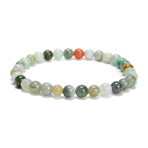 Pulseira de jade natural multicolorida com contas redondas lisas de 6 mm e 7,5 polegadas de comprimento (3 peças/conjunto). 1