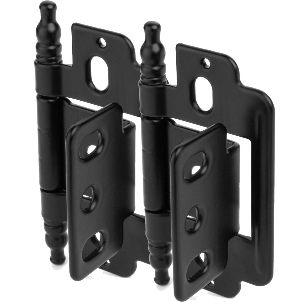 Cosmas 14280-Fb Flat Black 3/4" Inch Full Inset Partial Wrap Ball Tip Cabinet Hinge (Pair) 9395123237190