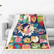 Couverture douce et moelleuse à l'effigie de Ren et Stimpy, idéale pour les voyages, la chambre, le salon, le canapé ou le bureau. Cadeau parfait
